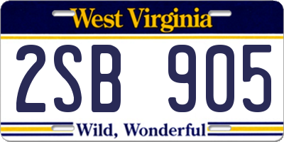 WV license plate 2SB905