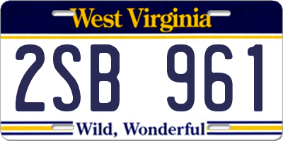 WV license plate 2SB961