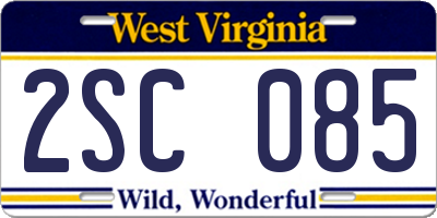 WV license plate 2SC085