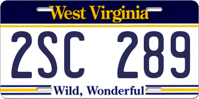 WV license plate 2SC289