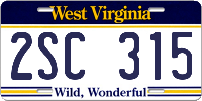 WV license plate 2SC315