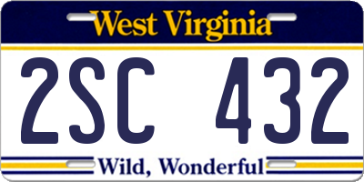 WV license plate 2SC432