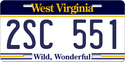 WV license plate 2SC551