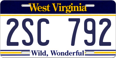 WV license plate 2SC792