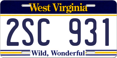 WV license plate 2SC931