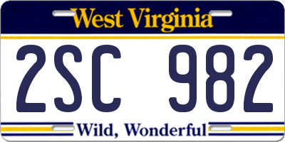 WV license plate 2SC982