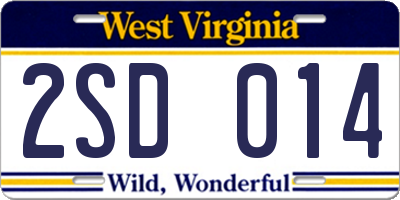 WV license plate 2SD014