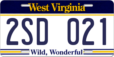WV license plate 2SD021
