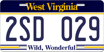 WV license plate 2SD029