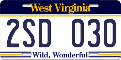WV license plate 2SD030