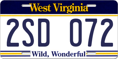 WV license plate 2SD072