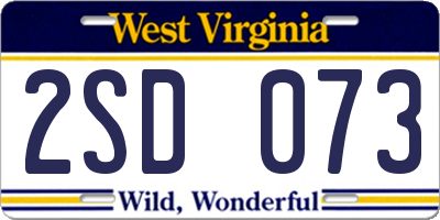 WV license plate 2SD073