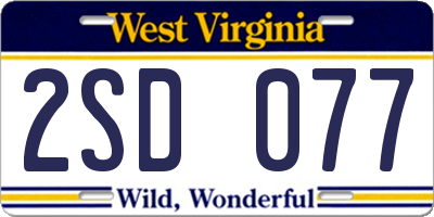 WV license plate 2SD077