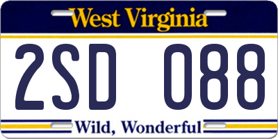 WV license plate 2SD088