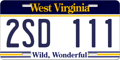 WV license plate 2SD111