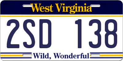 WV license plate 2SD138