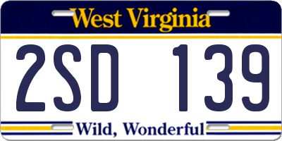 WV license plate 2SD139