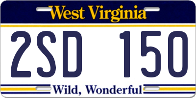 WV license plate 2SD150
