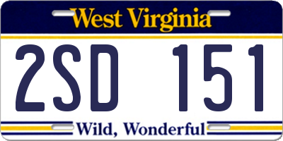 WV license plate 2SD151