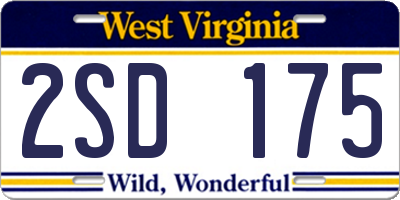 WV license plate 2SD175
