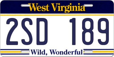 WV license plate 2SD189