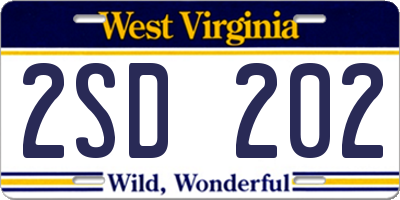 WV license plate 2SD202