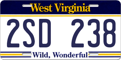 WV license plate 2SD238