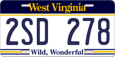 WV license plate 2SD278