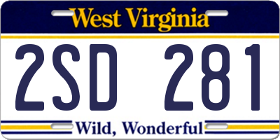 WV license plate 2SD281