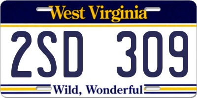 WV license plate 2SD309