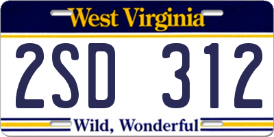 WV license plate 2SD312