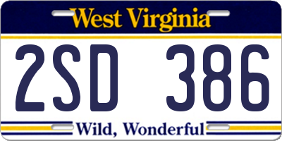 WV license plate 2SD386