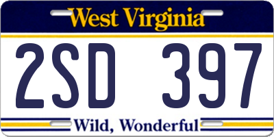 WV license plate 2SD397