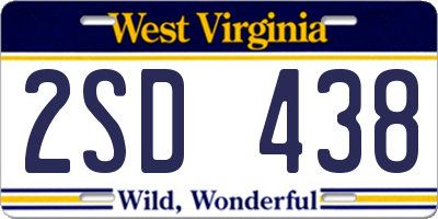WV license plate 2SD438