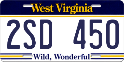 WV license plate 2SD450
