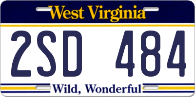 WV license plate 2SD484