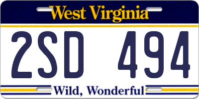 WV license plate 2SD494