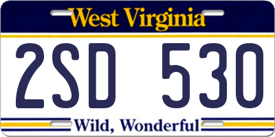 WV license plate 2SD530