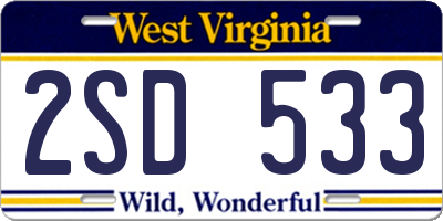 WV license plate 2SD533