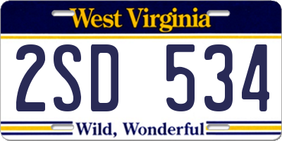 WV license plate 2SD534