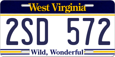 WV license plate 2SD572