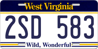 WV license plate 2SD583