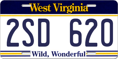 WV license plate 2SD620
