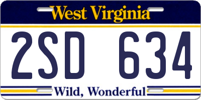 WV license plate 2SD634