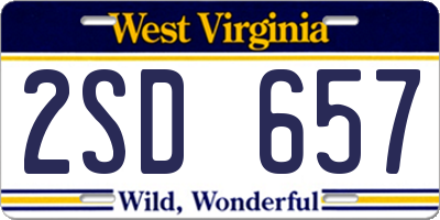 WV license plate 2SD657
