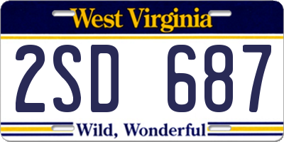 WV license plate 2SD687