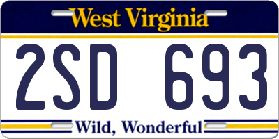WV license plate 2SD693