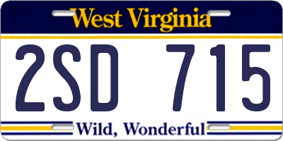 WV license plate 2SD715