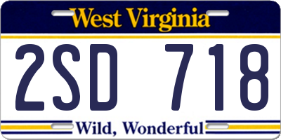 WV license plate 2SD718