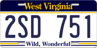 WV license plate 2SD751